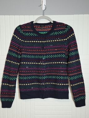 Talbots Multicolor Sequin Cardigan Sweater Size M